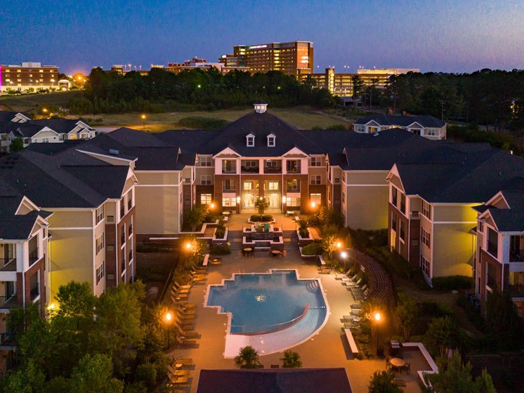 Aerial View Of Community Amenities at Abberly Village Apartment Homes by HHHunt, West Columbia, SC, 29169